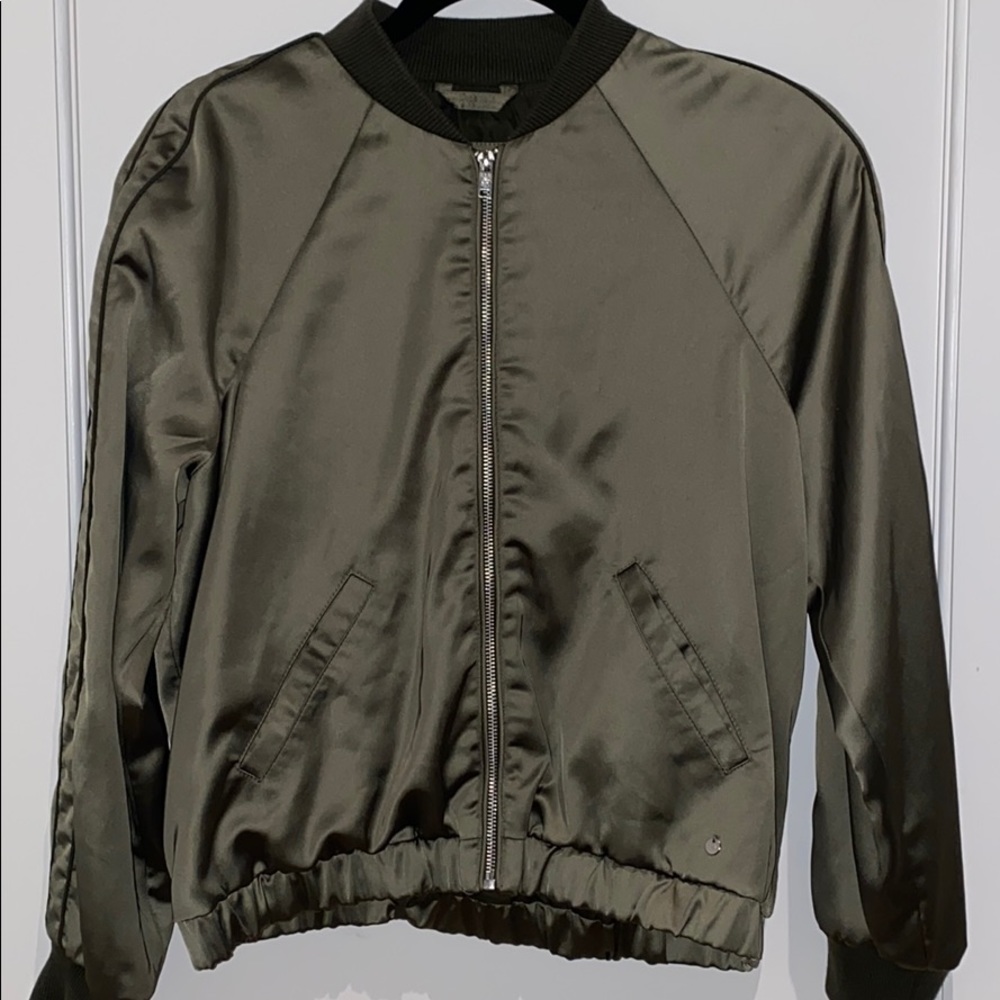 army olive green satin bomber